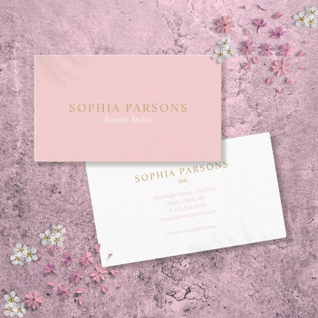 Enkel Rosa och Guld i modern Professionell Visitkort (Simple Modern Professional Pink And Gold Business Card)