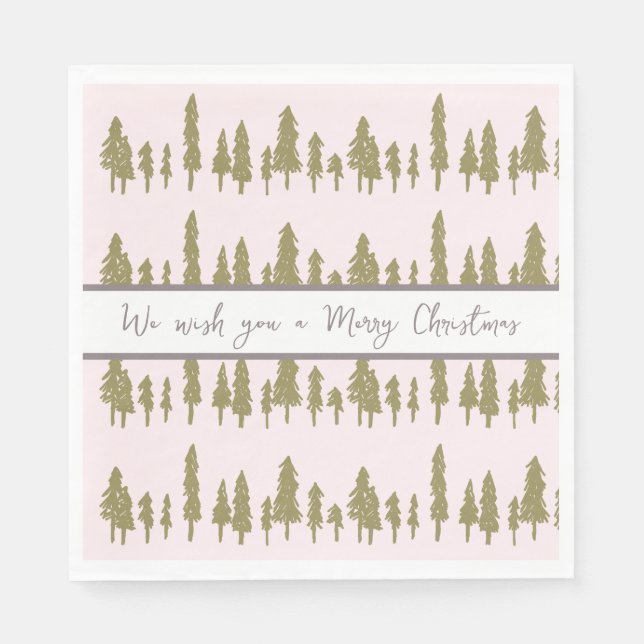 Enkel Rosa och Magenta jul Mönster Pappersservett (Framsidan)