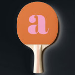 Enkel Rosa och Orange Fet Retro Monogram Inledande Pingisracket<br><div class="desc">Enkel Rosa och Orange Fet Retro Monogram Initial Ping Pong Paddle</div>