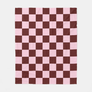 Enkel rosa och röd preppy rutig mönster fleecefilt