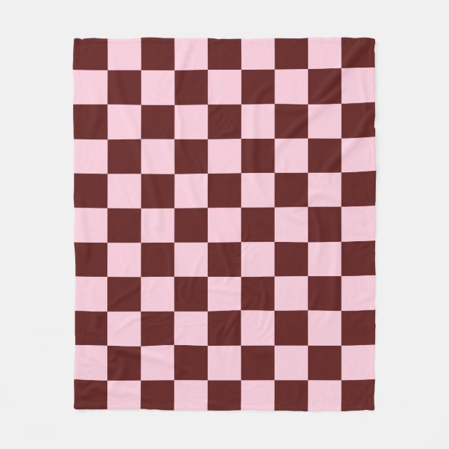 Enkel rosa och röd preppy rutig mönster fleecefilt (Framsidan)