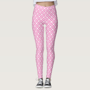 Enkel rosa och vit blommig mönster leggings