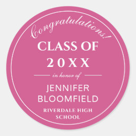 Enkel Rosa och vit modern Studenten Runt Klistermärke