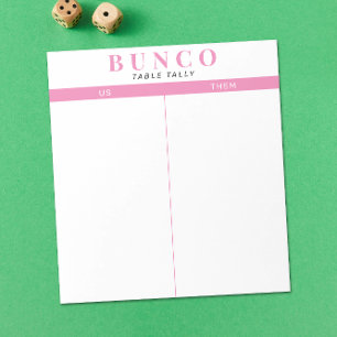 Enkel Rosa och Vita Bunco Bord Tally-Anteckningsbl Anteckningsblock