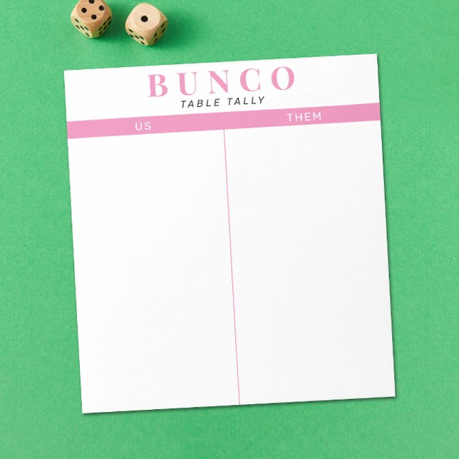 Enkel Rosa och Vita Bunco Bord Tally-Anteckningsbl Anteckningsblock (Skapare uppladdad)