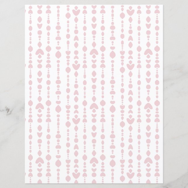 Enkel rosa pärlgardinsvit av vitt scrapbookpapper (Framsida)