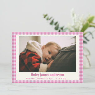 Enkel Rosa Play Baby Photo Anpassningsbar Birth An Meddelande