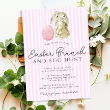 Enkel Rosa Preppy Rand Bunny Egg Påsk Brunch