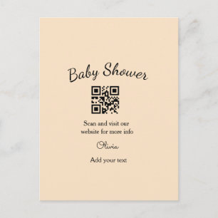 Enkel rosa QR-kod för baby shower, lägg till namn Vykort