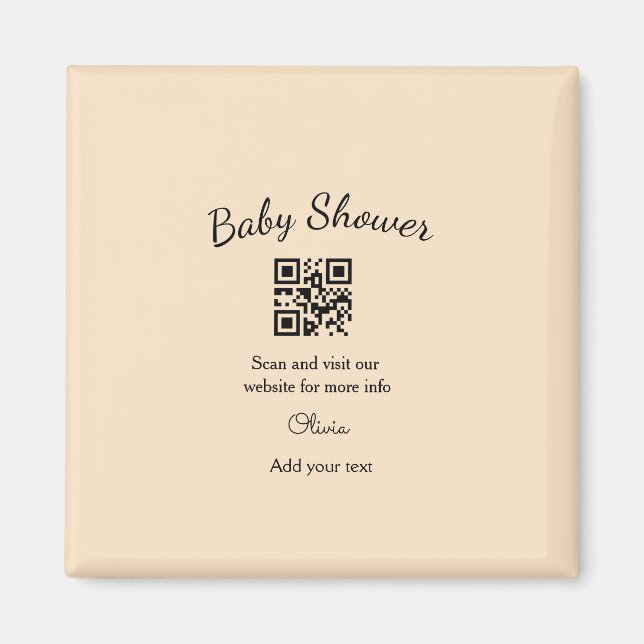 Enkel rosa QR-kod för baby shower med namn text Magnet (Framsidan)