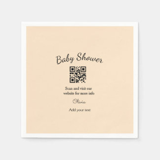 Enkel rosa QR-kod för baby shower med namntext Pappersservett
