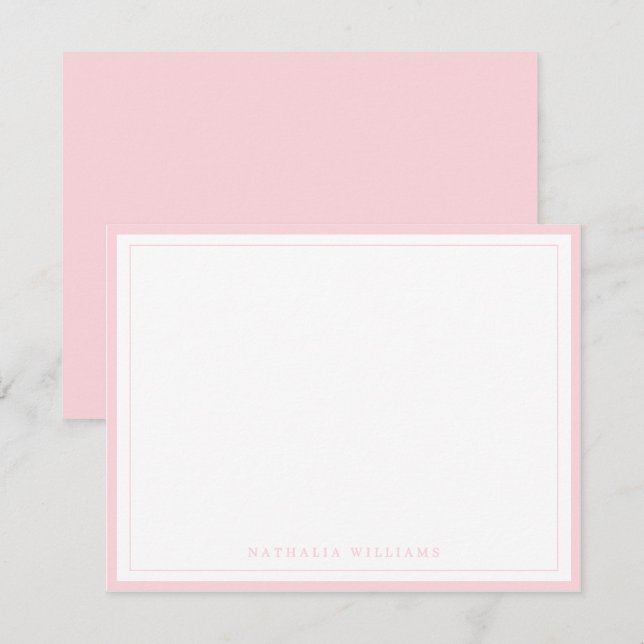 Enkel Rosa Rand Brevpapper Anteckningskort (Fram/baksida)