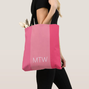 Enkel Rosa Rand White Monogram Tygkasse