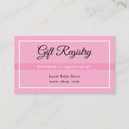 Enkel rosa registreringsbilaga för babyshower tilläggskort