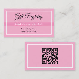 Enkel rosa registreringskort för babyshower med QR Tilläggskort