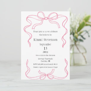 Enkel Rosa Ribbon Ram Möhippa Inbjudningar