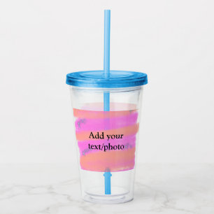 Enkel rosa röd akvarell anpassad lägga till namn t take away mugg