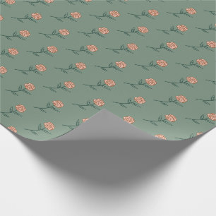 Enkel Rosa ros Ditsy Blommigt Helgdag Blue Gift Presentpapper