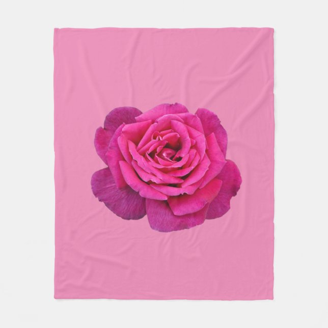 Enkel rosa ros fleecefilt (Framsidan)