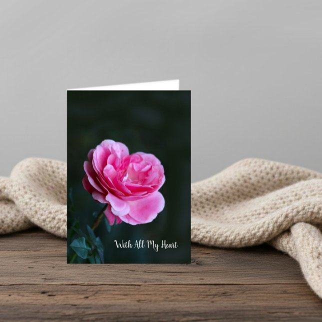 Enkel rosa ros för Alla hjärtans dag Kort (Skapare uppladdad)