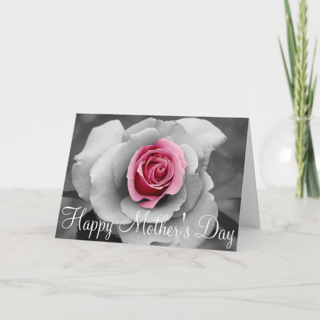 Enkel rosa ros morsdagsgratulationskort kort (Framsida)