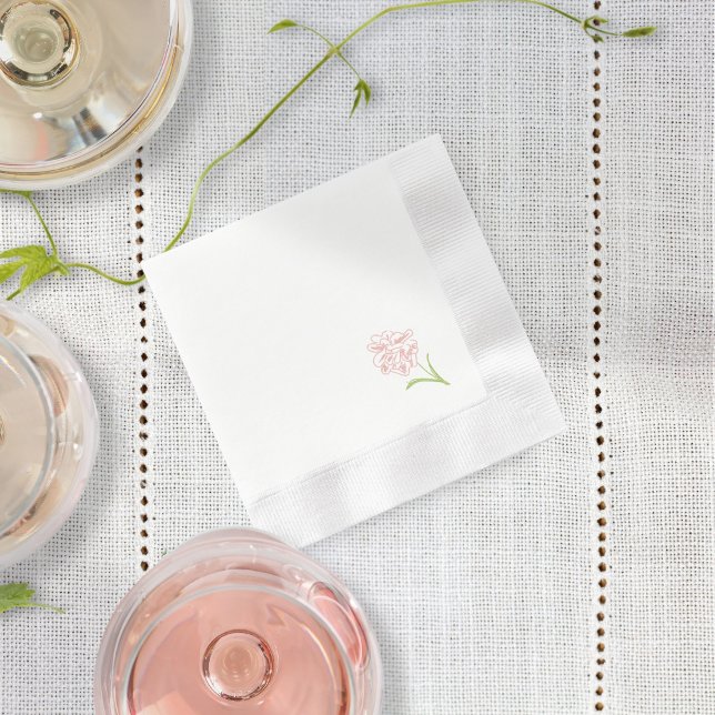 Enkel  Rosa ros | White Napkins Pappersservett (Skapare uppladdad)