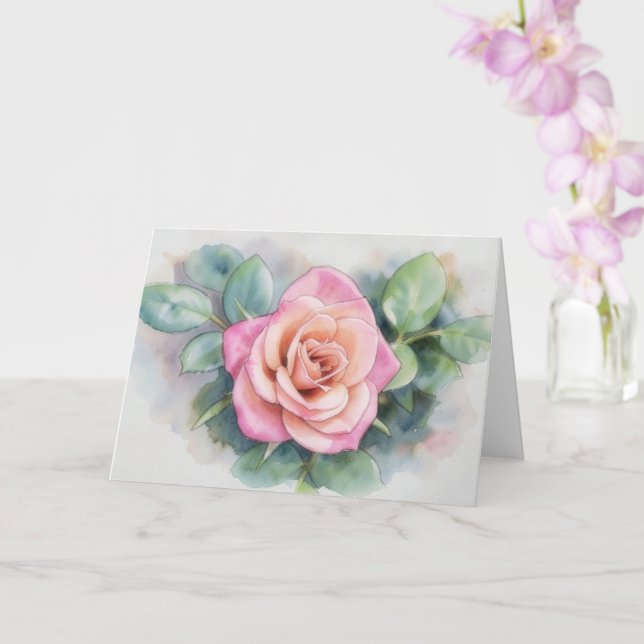 Enkel rosa rosblomma konst brevkort kort (Orkide)