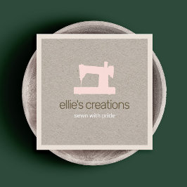 Enkel Rosa Sewing Maskin Seamstress Kraft Fyrkantigt Visitkort