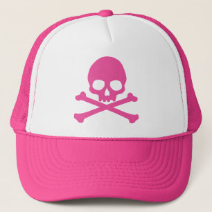 Enkel Rosa Skull och Korsben Keps