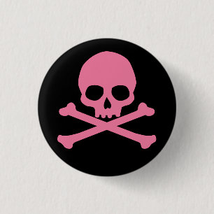 Enkel Rosa Skull och Korsben Knapp