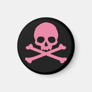 Enkel Rosa Skull och Korsben Magnet