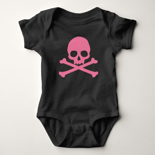 Enkel Rosa Skull och Korsben T Shirt (Framsida)