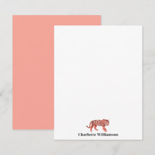 Enkel Rosa Tiger Personlig Stationery Note-bil Anteckningskort