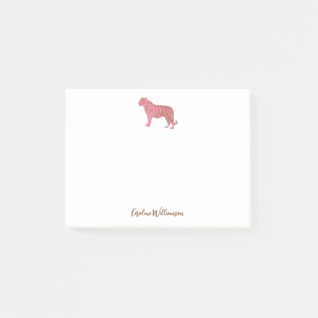 Enkel Rosa Tiger Skript Personlig Brevpapper Post-it Block (Framsida)
