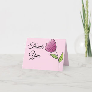 Enkel Rosa Tulip Cute & Anpassningsbar Tack Kort