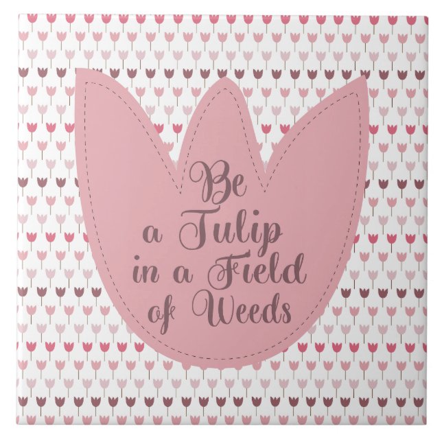 Enkel Rosa Tulip Mönster Kakelplatta (Framsidan)