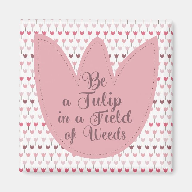 Enkel Rosa Tulip Mönster Magnet (Framsidan)