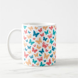 Enkel rosa turkos vit fjärilsmönster kaffemugg