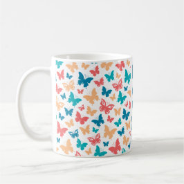 Enkel Rosa turkos vit Fjärilsmönster namn Kaffemugg