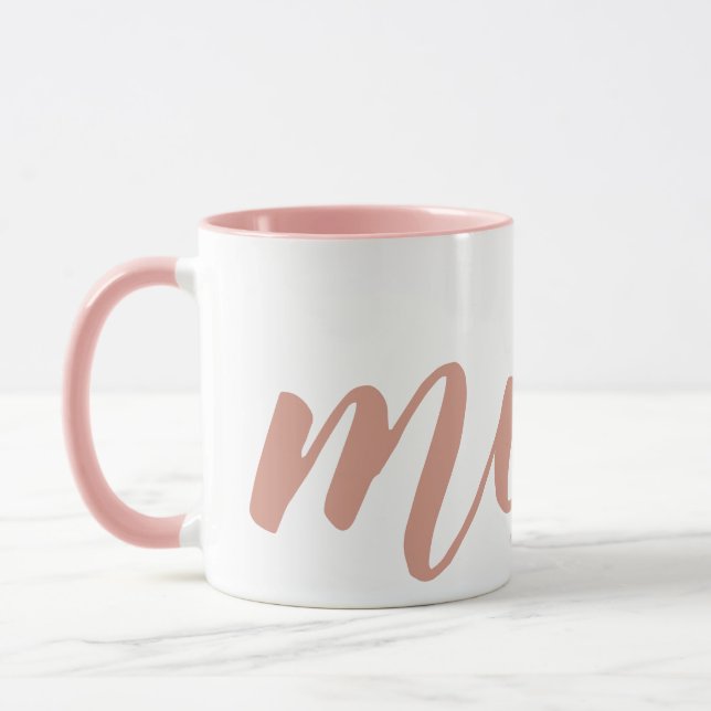 Enkel Rosa Typografi Mamma tvåtonsfärgad Mugg (Vänster)