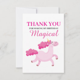 Enkel Rosa Unicorn Girls Birthday Tack Kort