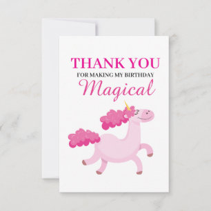 Enkel Rosa Unicorn Girls Birthday Tack Kort