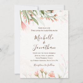 Enkel Rosa Watercolor Blomsterträdgård Christian Inbjudningar