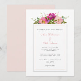 Enkel Rosa Watercolor Bouquet Bröllop Inbjudningar