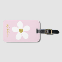 Enkel Rosa White Daisy Guld Personresor Bagagebricka