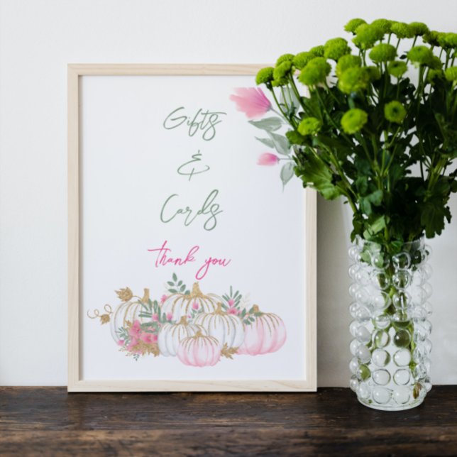 Enkel Rosa White Grenery Cute Little Baby Pumpkin Poster (Skapare uppladdad)
