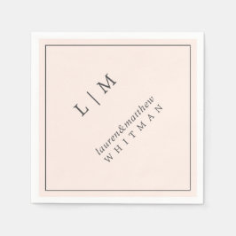 Enkel rosablommig monogram Elegant bröllop Pappersservett