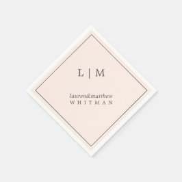 Enkel rosablommig monogram Elegant bröllop Pappersservett
