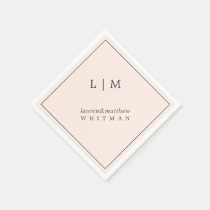 Enkel rosablommig monogram Elegant bröllop Pappersservett