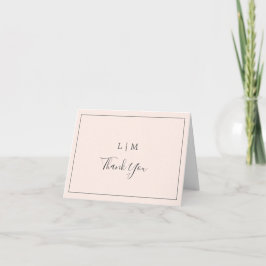 Enkel rosablommig monogram elegant bröllop tack kort